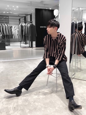 「SHAREEF（シャリーフ）のアイテム（トップス）」を使った、とむさん（メンズ・173cm）の春コーディネート