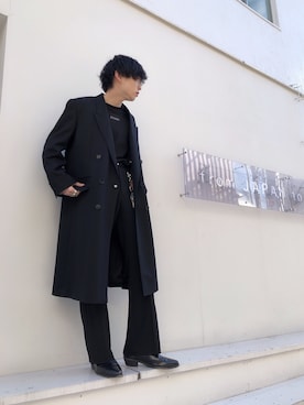 「JOHN LAWRENCE SULLIVAN（ジョンローレンスサリバン）のアイテム（チェスターコート）」を使った、とむさん（メンズ・173cm）の冬コーディネート