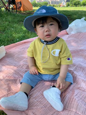 「ザノースフェイス」｜はるきちさん（キッズ・80cm）の春コーディネート