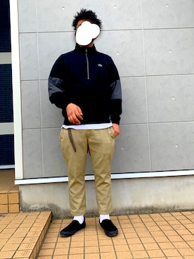 「ラコステ」｜「アイテム（スリッポン）」を使った、Ryuさん（メンズ・172cm）の春コーディネート