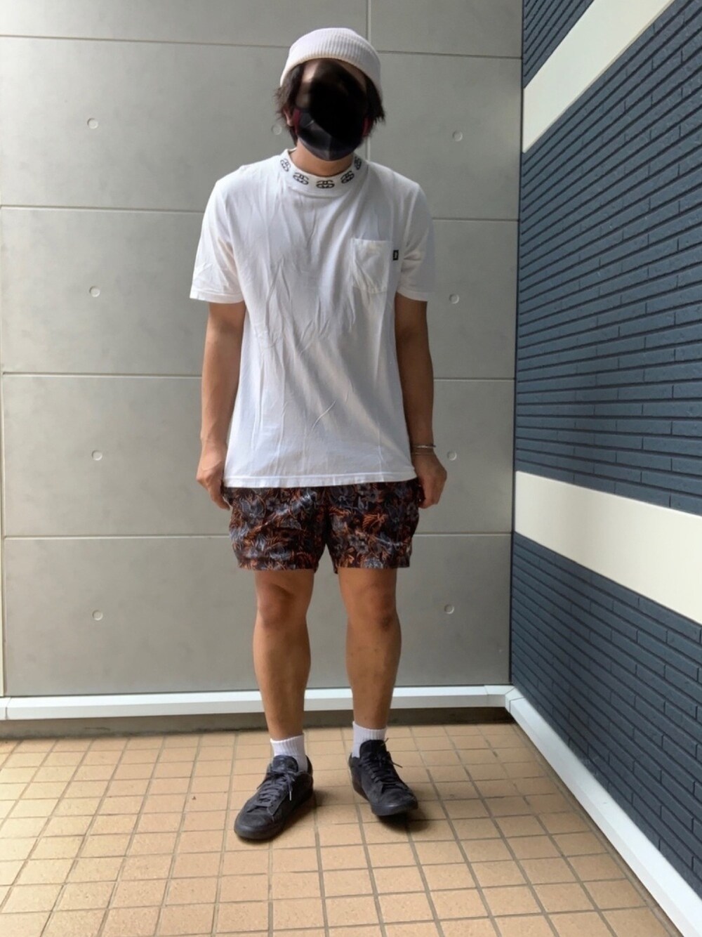 「お洒落さんとつながりたい、ハーフパンツ、ステューシー、NIKE、タンパンスタイル、ストリート、スポーツミックス、夏コーデ、休日スタイル」｜「URBAN RESEARCH Sonny LabelのSonny Label リサイクルコットンニットキャップ（ニットキャップ/ビーニー、グレー系）」を使った、Ryuさん（メンズ・172cm）の夏コーディネートの1枚目の写真