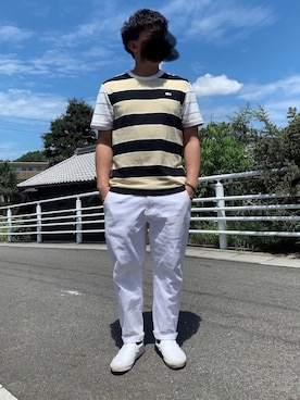 「ラコステ」｜「アイテム（スリッポン）」を使った、Ryuさん（メンズ・172cm）の夏コーディネート
