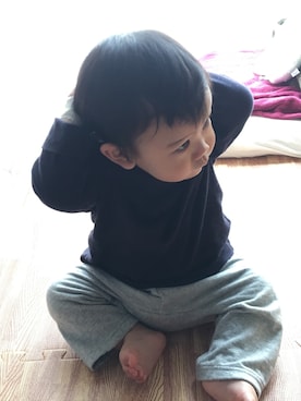 「combimini（コンビミニ）のアイテム（パンツ）」を使った、momo✳︎Hanaさん（キッズ・80cm）の春コーディネート