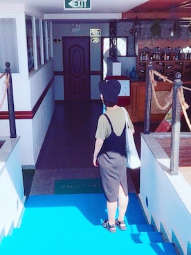 「suicoke（スイコック）のアイテム（サンダル、ブラック系）」を使った、sako9さん（レディース・165cm）の夏コーディネート