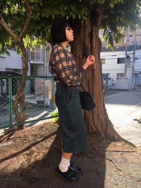 「ドクターマーチン3ホール」｜「アイテム（ブルゾン）」を使った、HARUさん（レディース・166cm）の秋コーディネート
