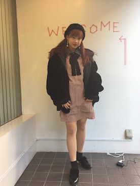「Casselini（キャセリーニ）のアイテム（ハンチング/ベレー帽）」を使った、fumi さん（レディース・156cm）の冬コーディネート