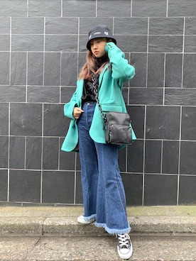 「LONELY/論理（ロンリー）のアイテム（帽子）」を使った、fumi さん（レディース・156cm）の冬コーディネート