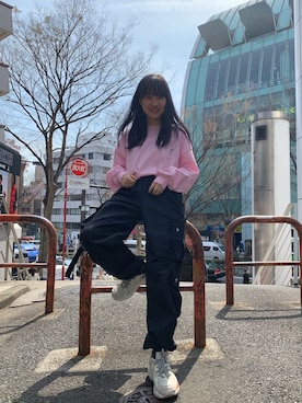 「L.H.P（エルエイチピー）のアイテム（カーゴパンツ）」を使った、fumi さん（レディース・156cm）の春コーディネート