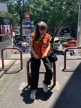 「L.H.P（エルエイチピー）のアイテム（カーゴパンツ）」を使った、fumi さん（レディース・156cm）の夏コーディネート