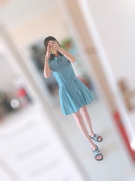 「休闲」｜「アイテム（ジャンパースカート）」を使った、xinさん（レディース・160cm）の夏コーディネート