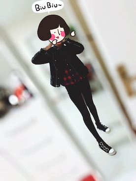 「休闲」｜「アイテム（ライダースジャケット）」を使った、xinさん（レディース・160cm）の秋コーディネート