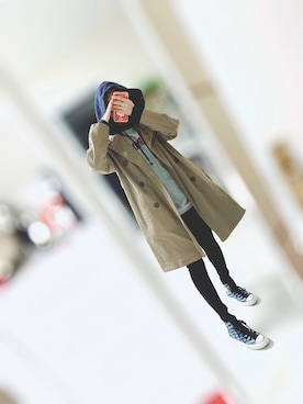 「休闲」｜「アイテム（トレンチコート）」を使った、xinさん（レディース・160cm）の秋コーディネート