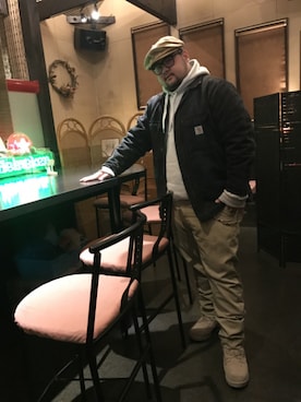「CUSHMAN（クッシュマン）のアイテム（帽子）」を使った、sairiさん（メンズ・180cm）の冬コーディネート