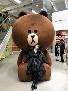 「韓国」｜「アイテム（ライダースジャケット）」を使った、sayaponさん（レディース・164cm）の冬コーディネート