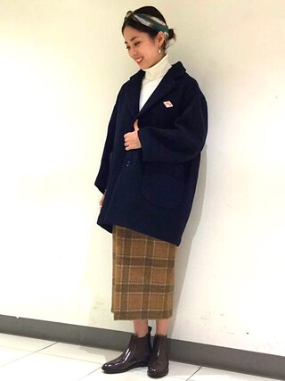 Kyoko Ozawa使用「Danton（DANTON/ダントン　WOOL MOSSER CHESTER COAT/ウールモッサチェスターコート）」的時尚穿搭