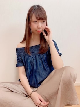 「スモックブラウス」｜sakiさん（レディース・163cm）の春コーディネート