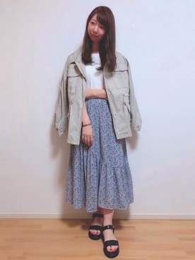 「Te chichi TERRASSE（テチチテラス）のアイテム（ミリタリージャケット）」を使った、sakiさん（レディース・163cm）の春コーディネート