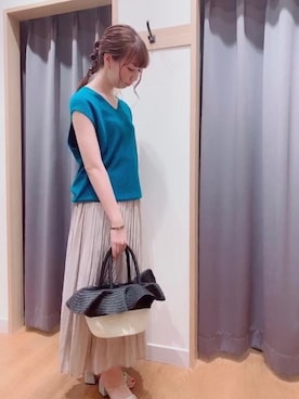 「ノースリーブニット」｜「アイテム（その他）」を使った、sakiさん（レディース・163cm）の夏コーディネート