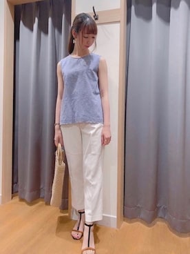 「スカラップ」｜「アイテム（その他）」を使った、sakiさん（レディース・163cm）の夏コーディネート