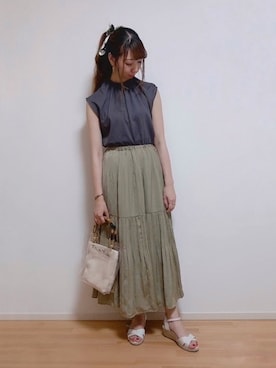 「きれいめスタイル」｜「アイテム（財布/小物）」を使った、sakiさん（レディース・163cm）の夏コーディネート