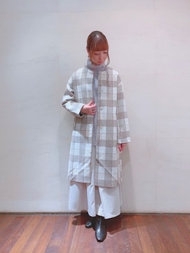 「テチチ(Te chichi)」｜「アイテム（ノーカラーコート）」を使った、sakiさん（レディース・163cm）の冬コーディネート