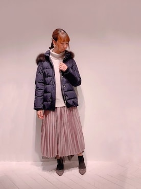 「Te chichi（テチチ）のアイテム（ダウンジャケット/コート）」を使った、sakiさん（レディース・163cm）の冬コーディネート