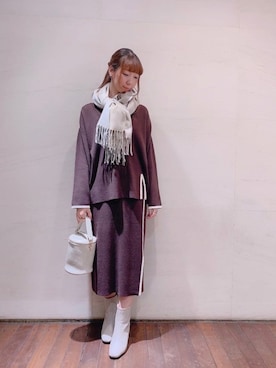 「ニットセットアップ」｜「アイテム（その他）」を使った、sakiさん（レディース・163cm）の冬コーディネート