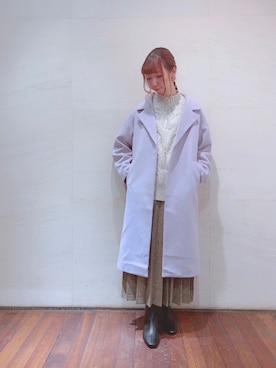 「Te chichi（テチチ）のアイテム（チェスターコート）」を使った、sakiさん（レディース・163cm）の冬コーディネート