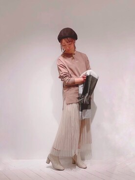 「Te chichi（テチチ）のアイテム（ハンチング/ベレー帽）」を使った、sakiさん（レディース・163cm）の秋コーディネート