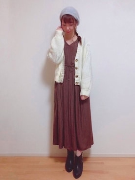 「Te chichi TERRASSE（テチチテラス）のアイテム（ハンチング/ベレー帽）」を使った、sakiさん（レディース・163cm）の秋コーディネート