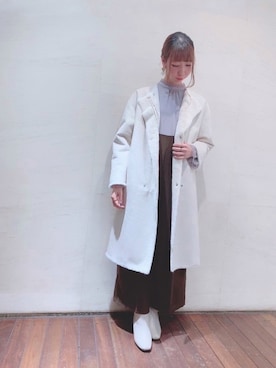 「ドットスカート」｜「アイテム（その他アウター）」を使った、sakiさん（レディース・163cm）の冬コーディネート