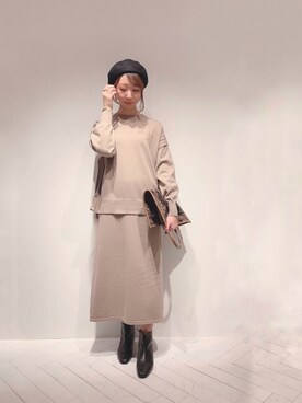 「Te chichi（テチチ）のアイテム（ハンチング/ベレー帽）」を使った、sakiさん（レディース・163cm）の冬コーディネート