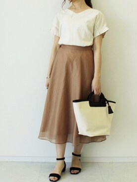 「オーガンジー」｜「アイテム（その他）」を使った、sakiさん（レディース・163cm）の春コーディネート