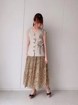「ウェッジソール」｜「アイテム（その他）」を使った、sakiさん（レディース・163cm）の夏コーディネート