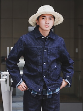 「pips（ピップス）のアイテム（帽子）」を使った、けんしろうさん（メンズ・163cm）の秋コーディネート