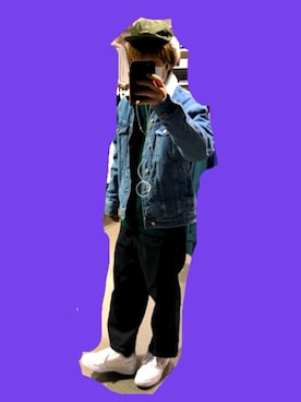 「※ALPHA（アルファ）のアイテム（キャップ）」を使った、わにおさん（メンズ・168cm）の冬コーディネート