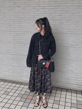 「flower」｜「アイテム（デニムジャケット）」を使った、Nikki Taguchiさん（レディース・165cm）の夏コーディネート