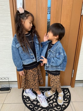 「お揃いコーデ」｜「アイテム（デニムジャケット）」を使った、Yui さん（レディース・155cm）の秋コーディネート