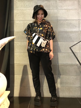「L.H.P（エルエイチピー）のアイテム（帽子）」を使った、IZUHARA MAYUさん（レディース・155cm）の夏コーディネート