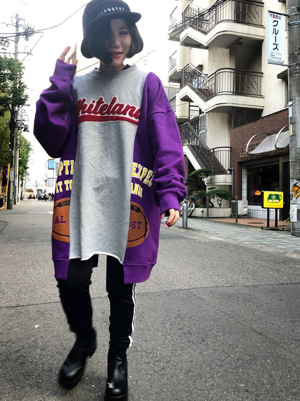 「LHP、シンプルコーデ、カジュアルコーデ、今日のコーデ、DankeSchon、WHITELAND BLACKBURN、秋冬コーデ、おしゃれさんと繋がりたい」｜「DANKE SCHONのDankeSchon/ダンケシェーン/スキニージャージーパンツ（その他パンツ、ブラック系）」を使った、IZUHARA MAYUさん（レディース・155cm）の秋コーディネートの1枚目の写真