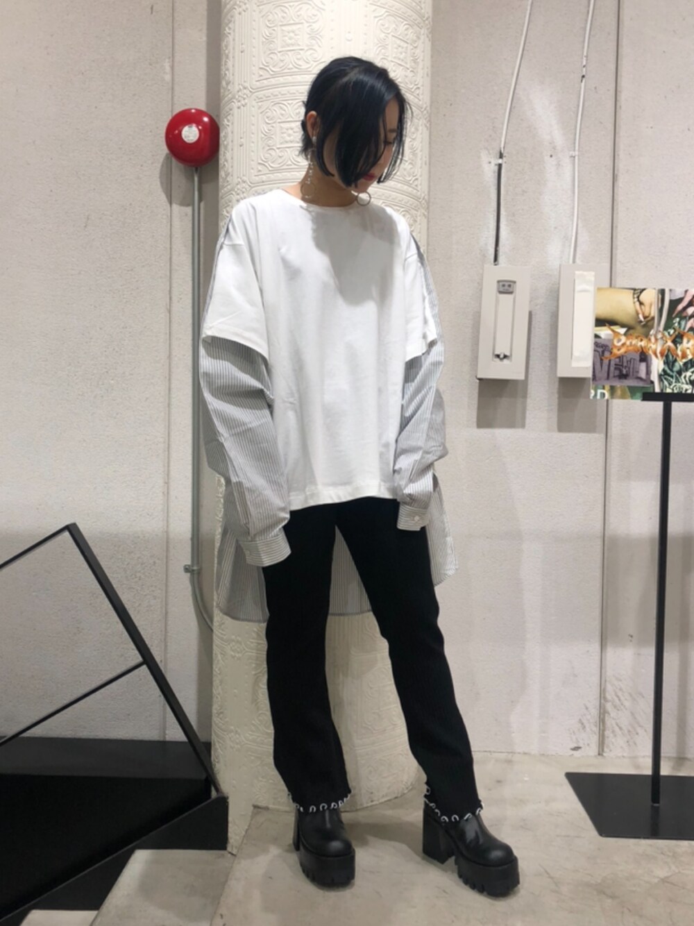 「カジュアル、LHP、名古屋、モード、春、ootd、シンプルコーデ、MM6、今日のコーデ」｜「MM6 Maison Margielaのアイテム（トップス、ホワイト系）」を使った、IZUHARA MAYUさん（レディース・155cm）の春コーディネートの1枚目の写真
