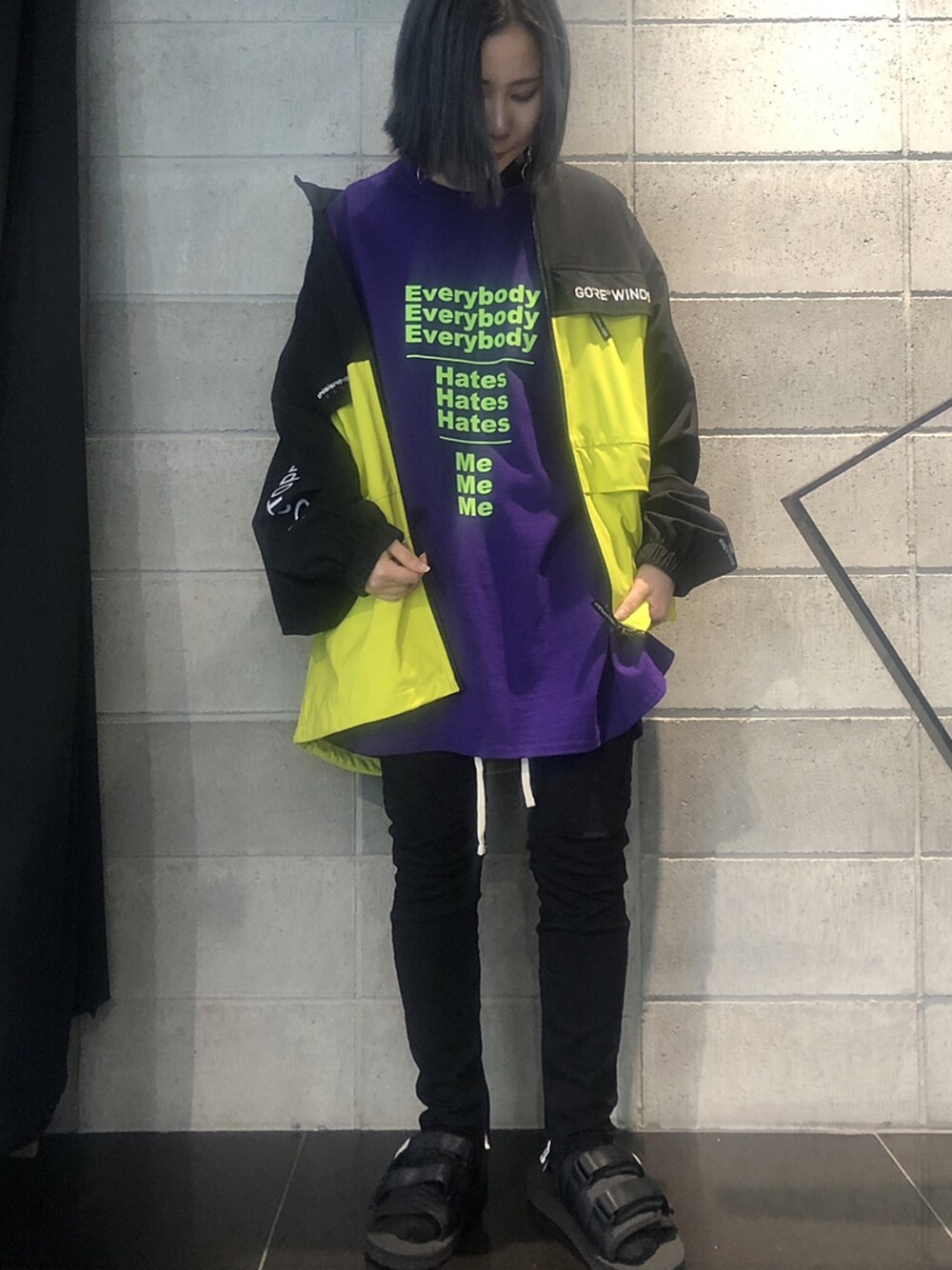 「シンプル、ストリート、LHP、休日スタイル、ootd、ゆるコーデ、ラクチンコーデ、DankeSchon、お洒落さんとつながりたい」｜「thisisneverthatのアイテム（ジャケット/アウター、イエロー系）」を使った、IZUHARA MAYUさん（レディース・155cm）の春コーディネートの1枚目の写真