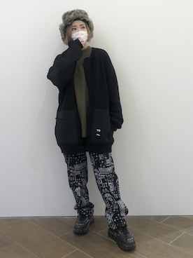 「Yohji Yamamoto（ヨウジヤマモト）のアイテム（帽子）」を使った、IZUHARA MAYUさん（レディース・155cm）の秋コーディネート