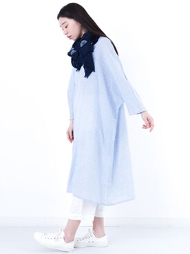「ブルー x ホワイト」｜「アイテム（ワンピース/ドレス）」を使った、fillilさん（レディース・170cm）の春コーディネート