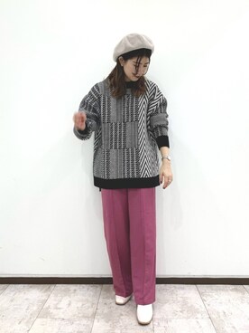 「PAGEBOY（ページボーイ）のアイテム（ハンチング/ベレー帽）」を使った、tomiさん（レディース・153cm）の秋コーディネート