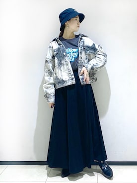 「PBLIM（ページボーイリム）のPAGEBOYLIM/ロゴ刺繍バケットハット2（ハット）」を使った、tomiさん（レディース・153cm）の冬コーディネート