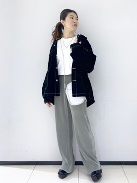「スクエアトゥ」｜「アイテム（カバーオール）」を使った、tomiさん（レディース・153cm）の冬コーディネート