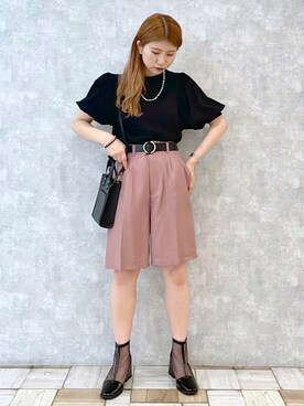 「PAGEBOY（ページボーイ）のリングベルト（ベルト）」を使った、tomiさん（レディース・153cm）の春コーディネート