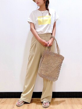 「RAG MACHINE（ラグマシーン）の【RAG MACHINE】バックスリットパンツ（その他パンツ）」を使った、Natsu☆さん（レディース・157cm）の夏コーディネート