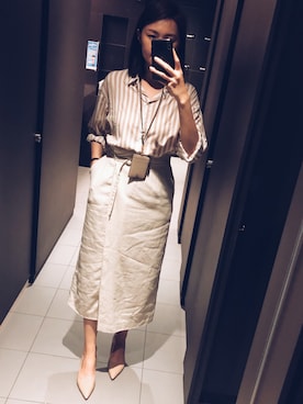 「MANGO（マンゴ）のアイテム（フォーマルスーツ/小物）」を使った、Clare lee さん（レディース・170cm）の春コーディネート